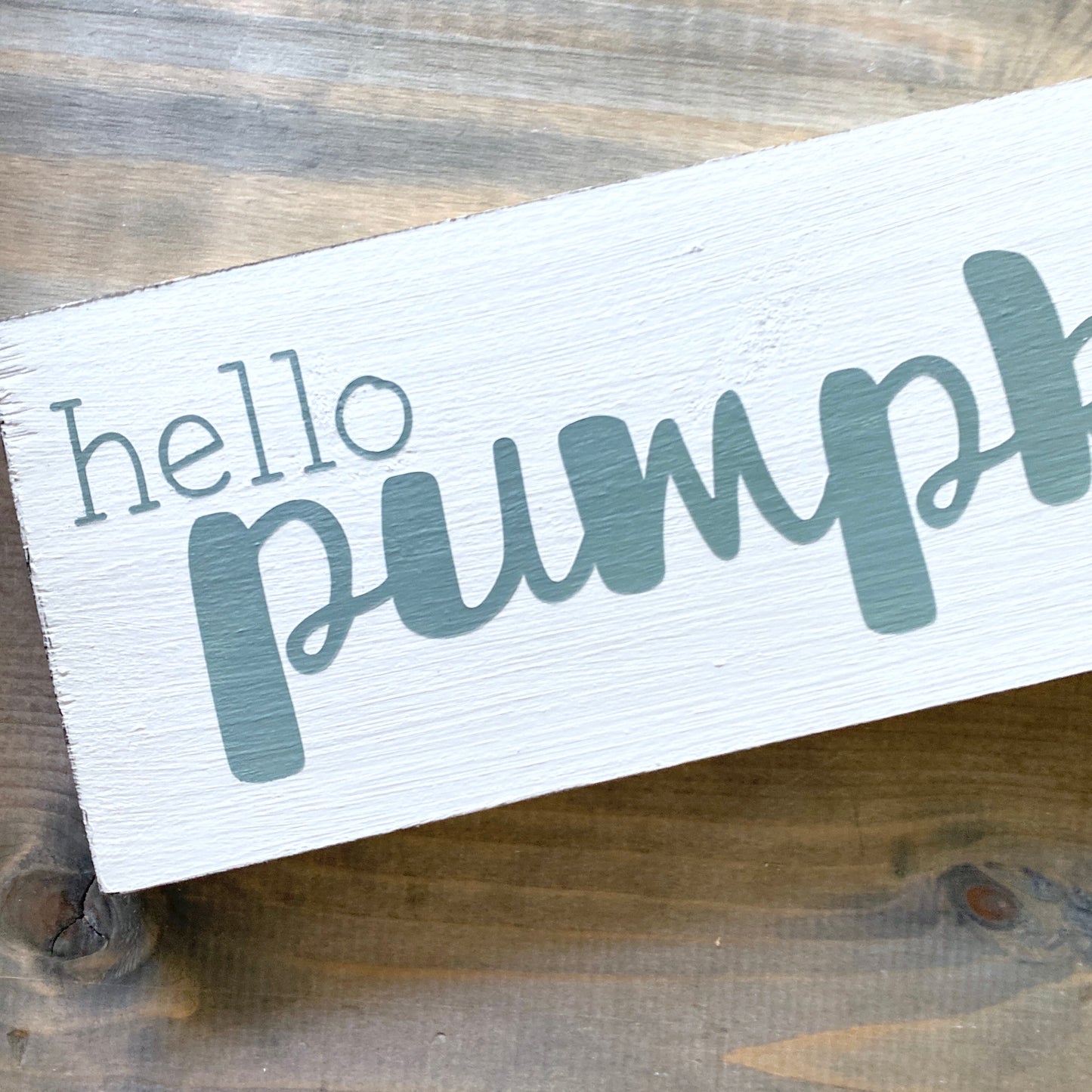 Hello Pumpkin sign in sage green Halloween modern cottage farmhouse vintage store boutique wholesale decor