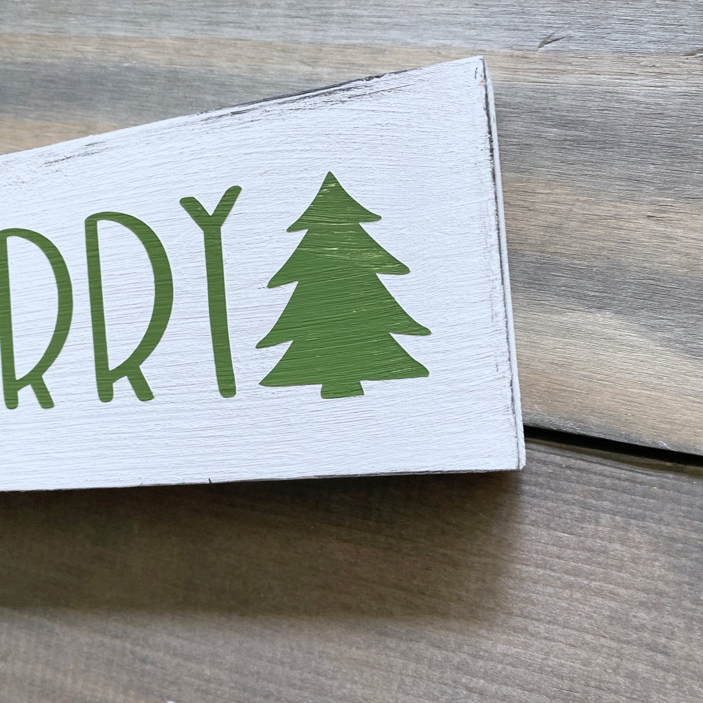 Merry Christmas Tree in dark green, holiday decor modern cottage farmhouse vintage store boutique wholesale decor