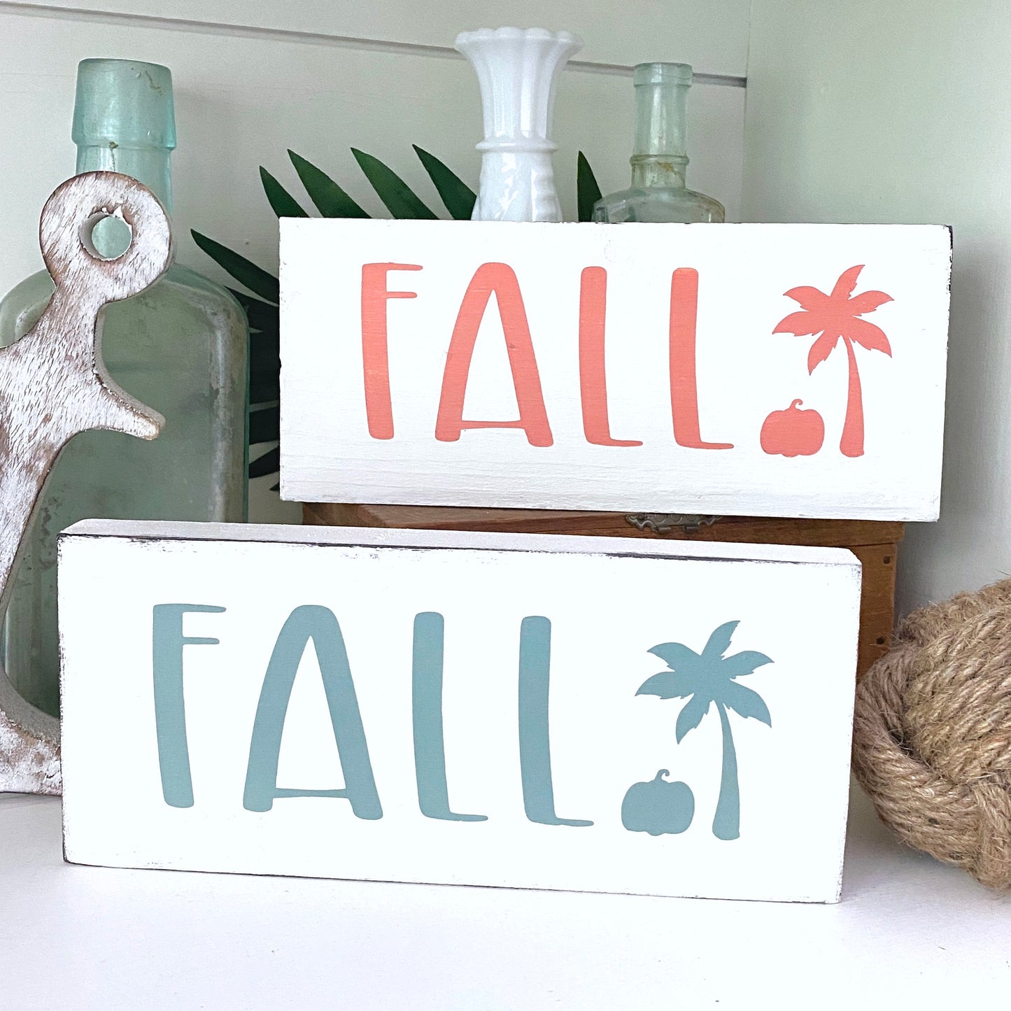 Fall Palm Tree Sign, 8 x 3in