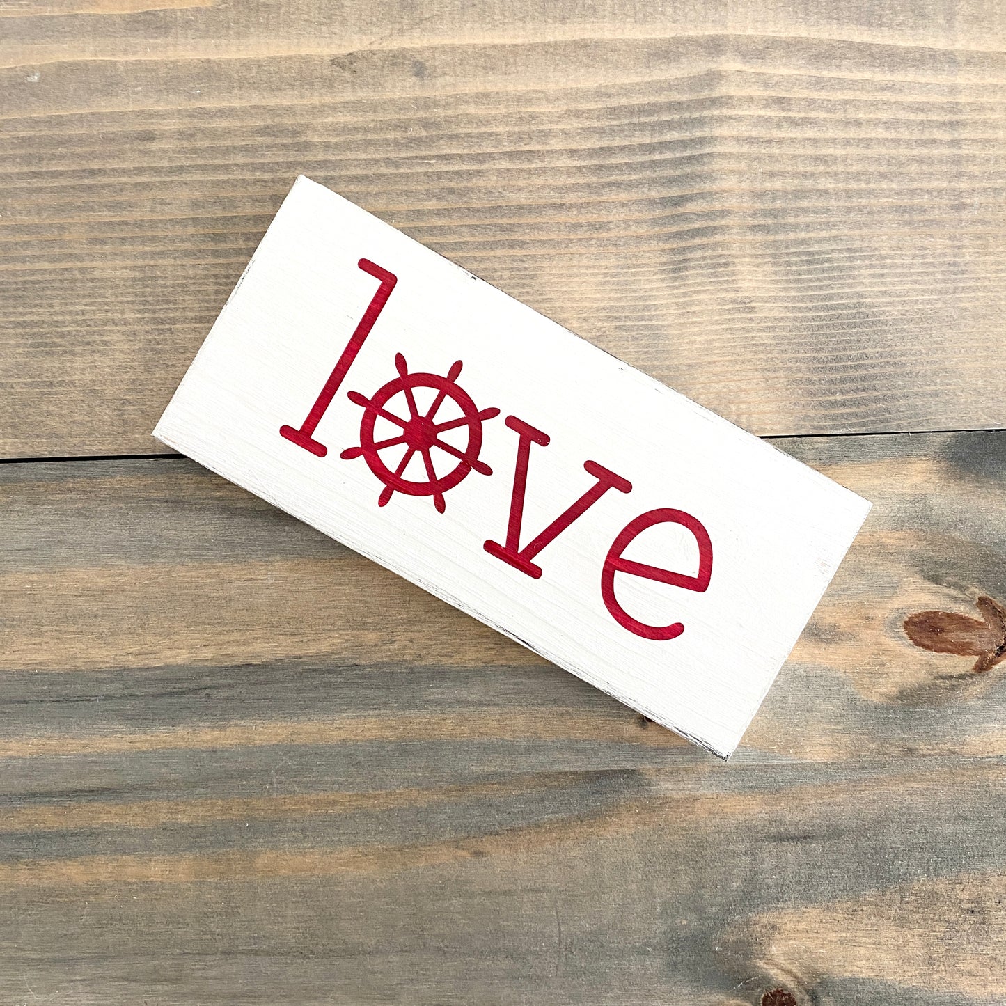 Small Love Ship Wheel Sign