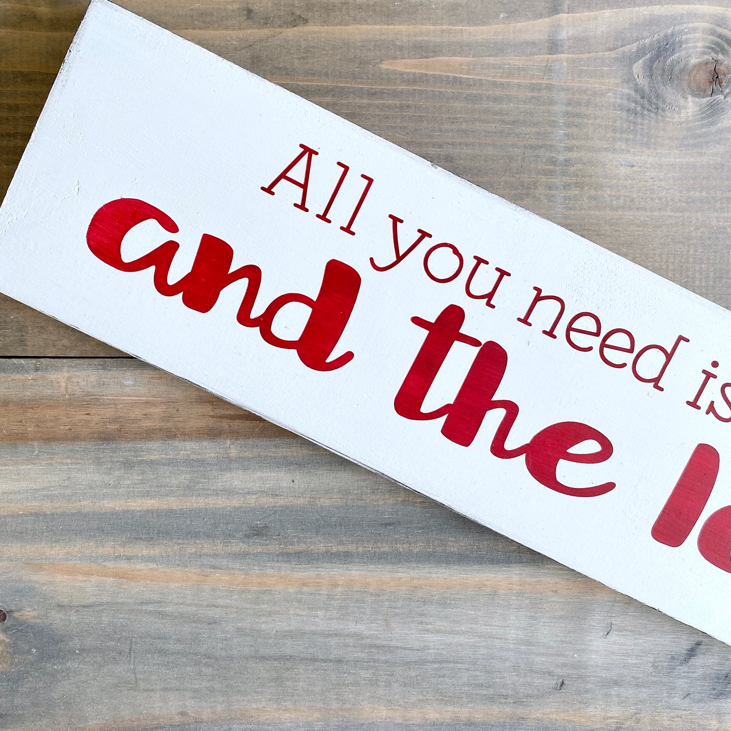 all you need is love and the lake nautical sign