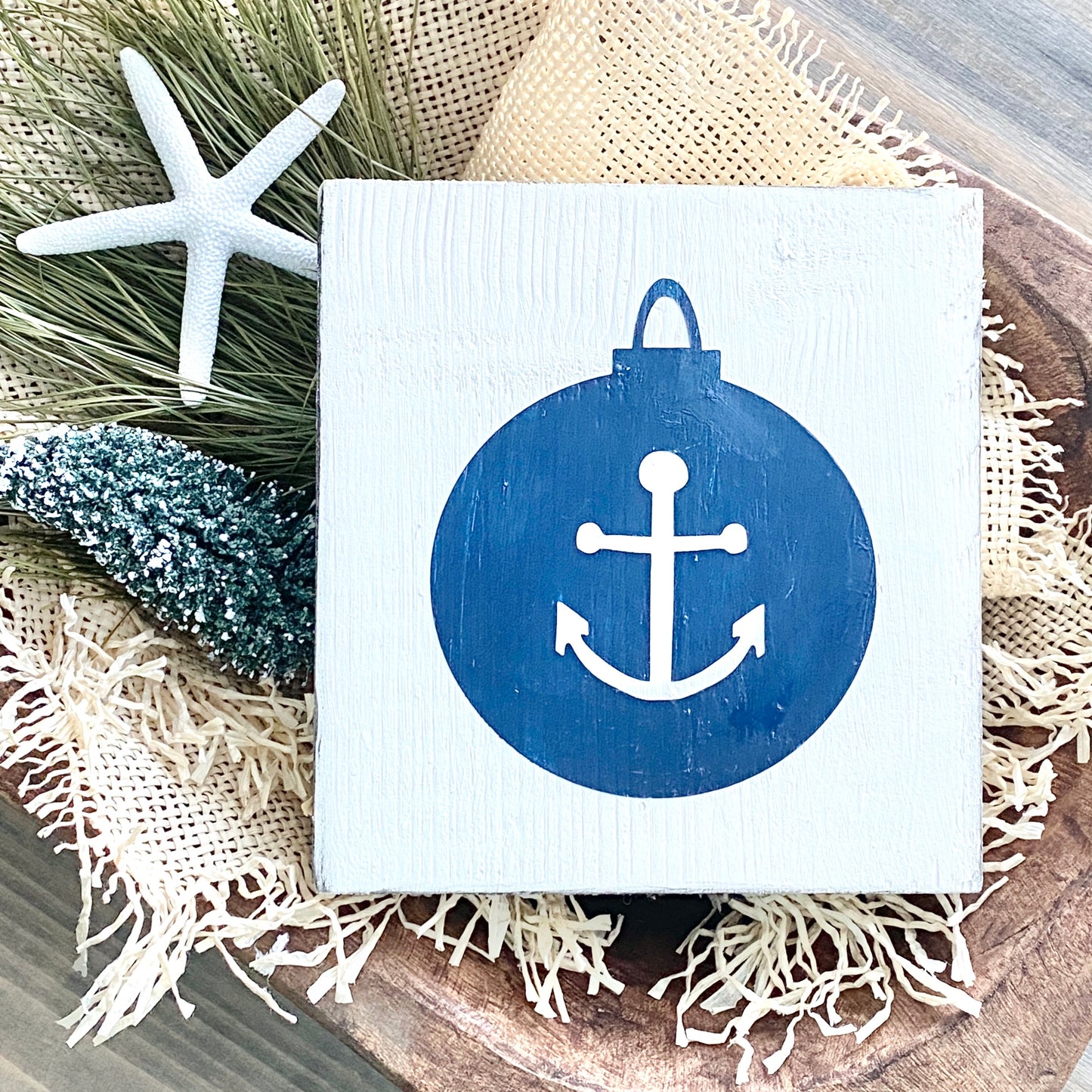 anchor ornament sign, nautical and coastal christmas decor