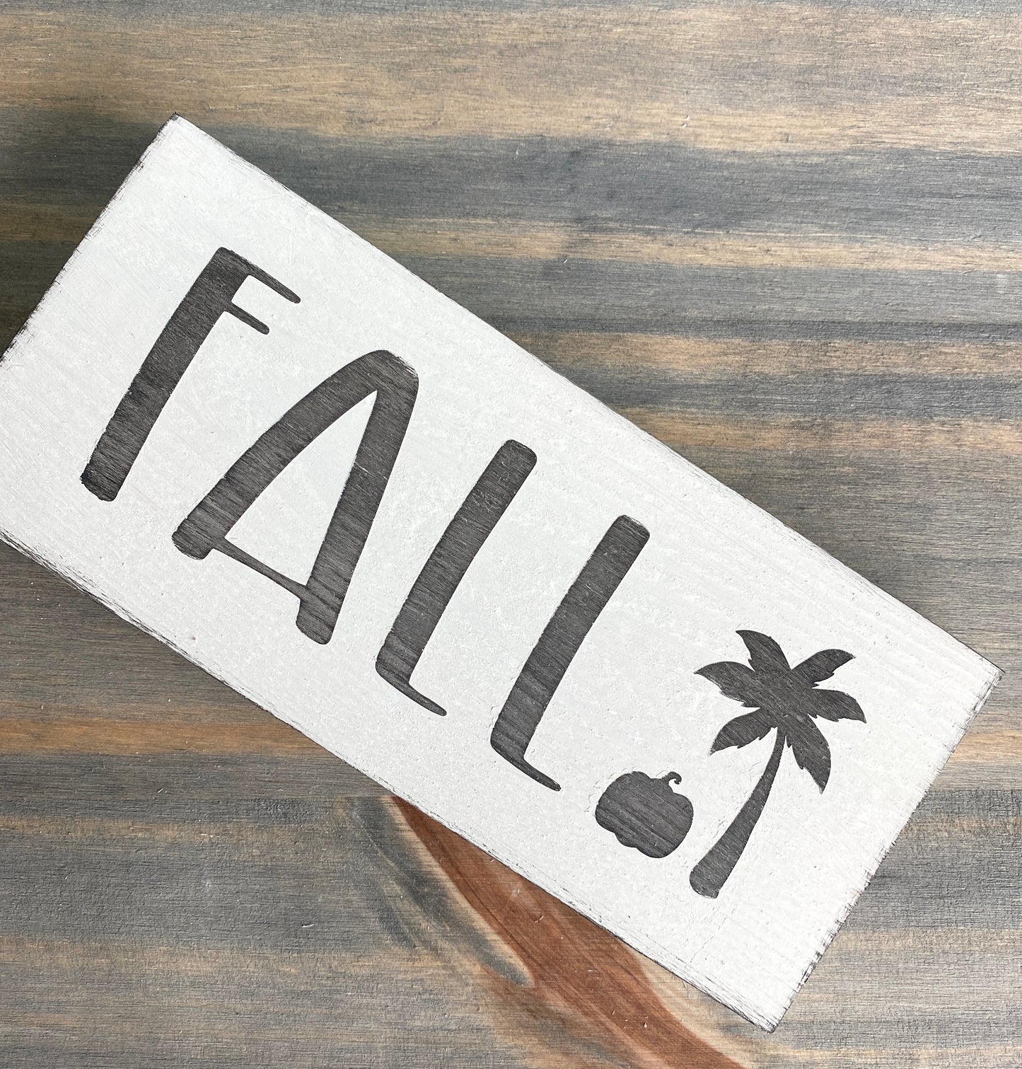 Fall Palm Tree Sign, 8 x 3in
