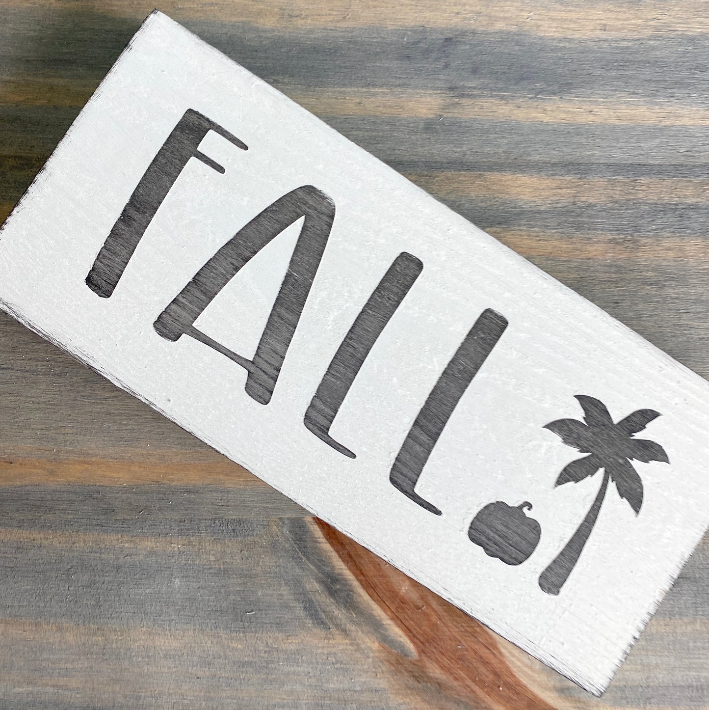 Fall Palm Tree Sign, 8 x 3in