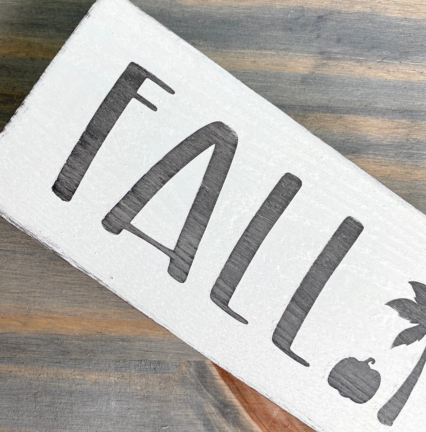 Fall Palm Tree Sign, 8 x 3in