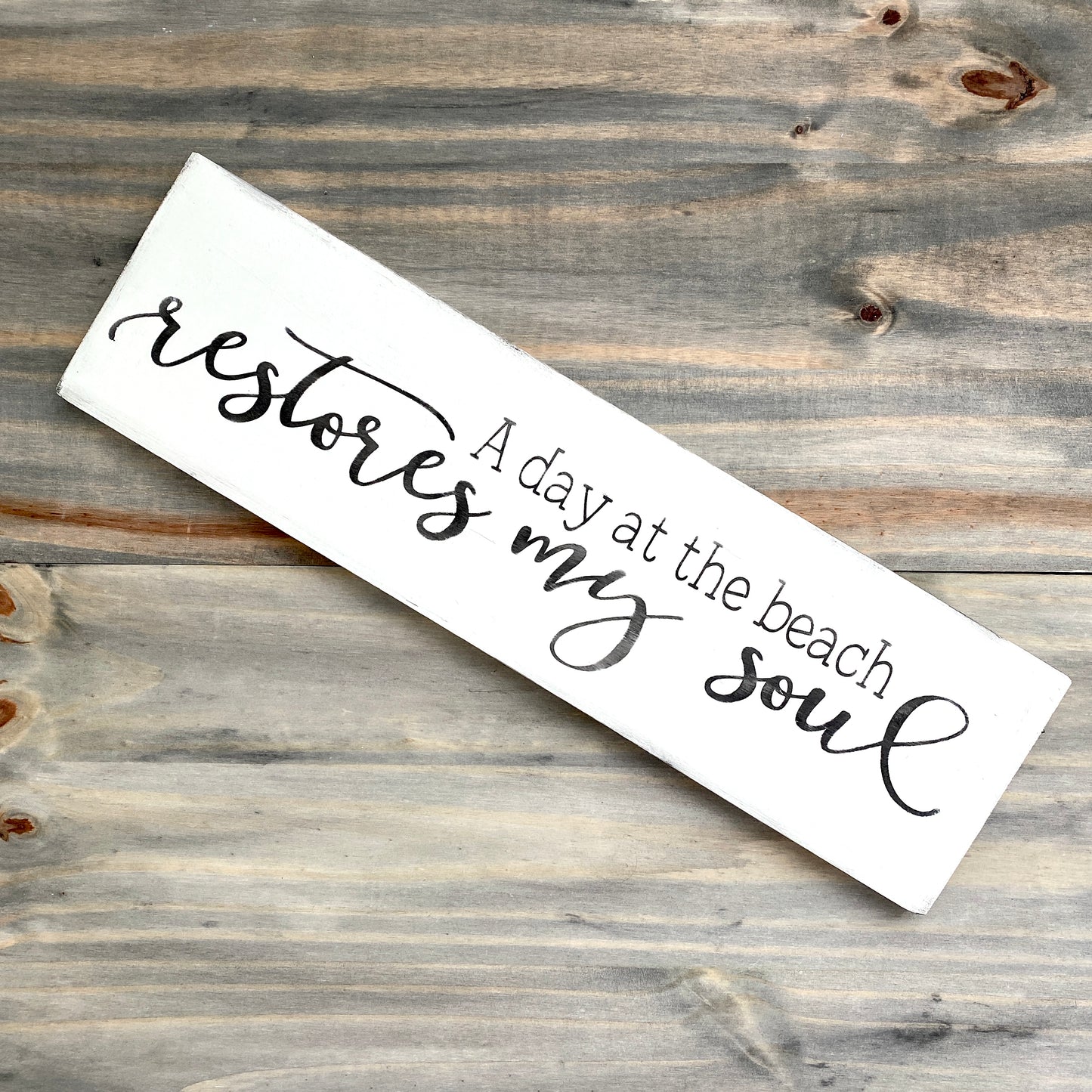 A day at the beach restores my soul sign handpainted on wood coastal home decor for beach house beach lover gift beach decor coastal handmade sign