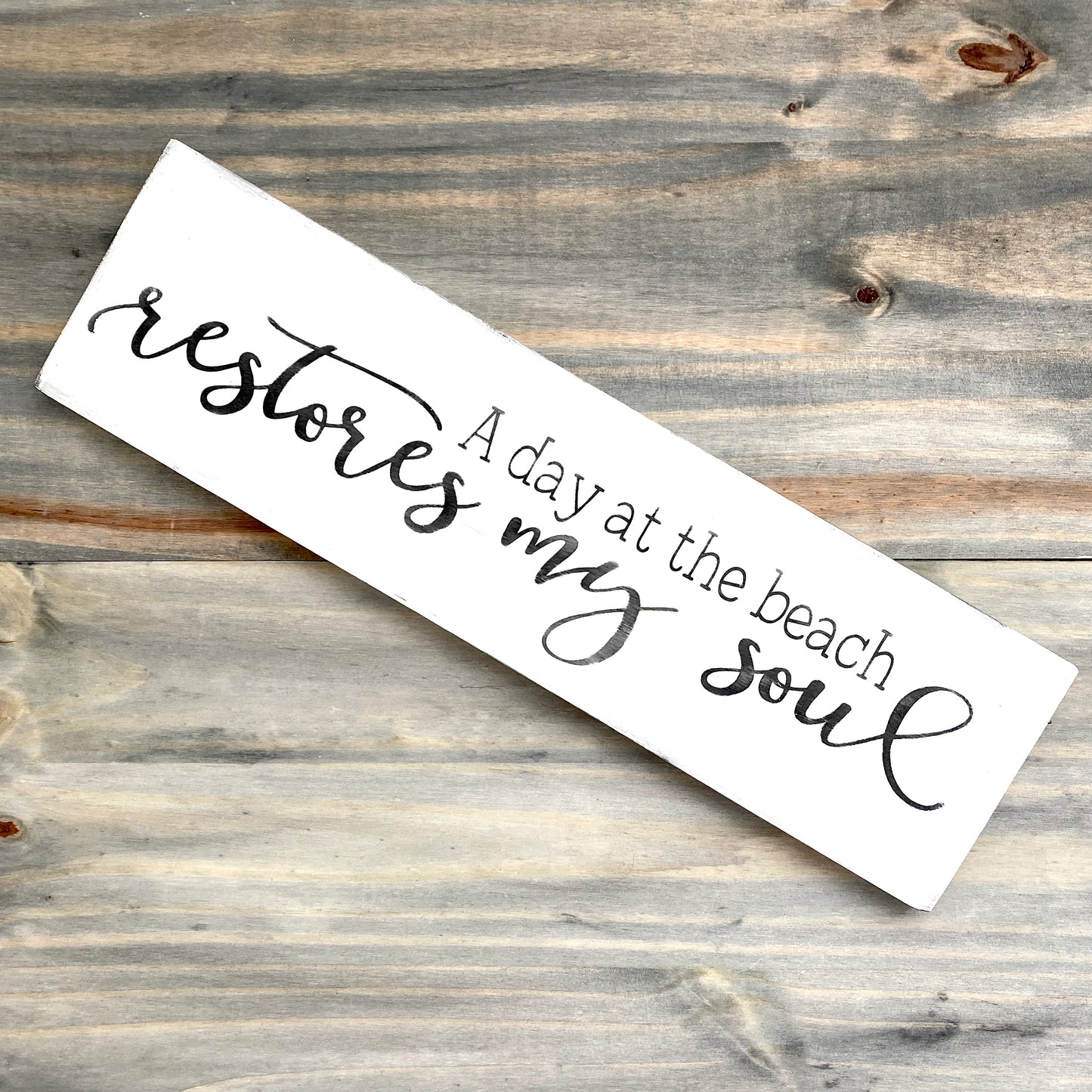 A day at the beach restores my soul sign handpainted on wood coastal home decor for beach house beach lover gift beach decor coastal handmade sign