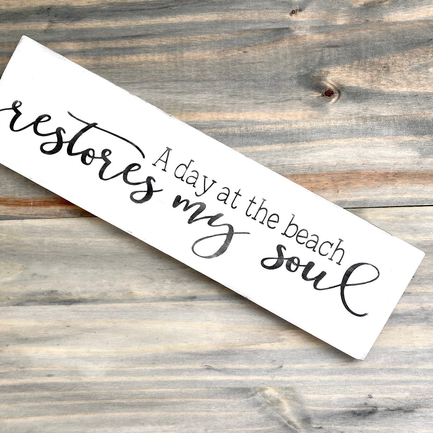 A day at the beach restores my soul sign handpainted on wood coastal home decor for beach house beach lover gift beach decor coastal handmade sign