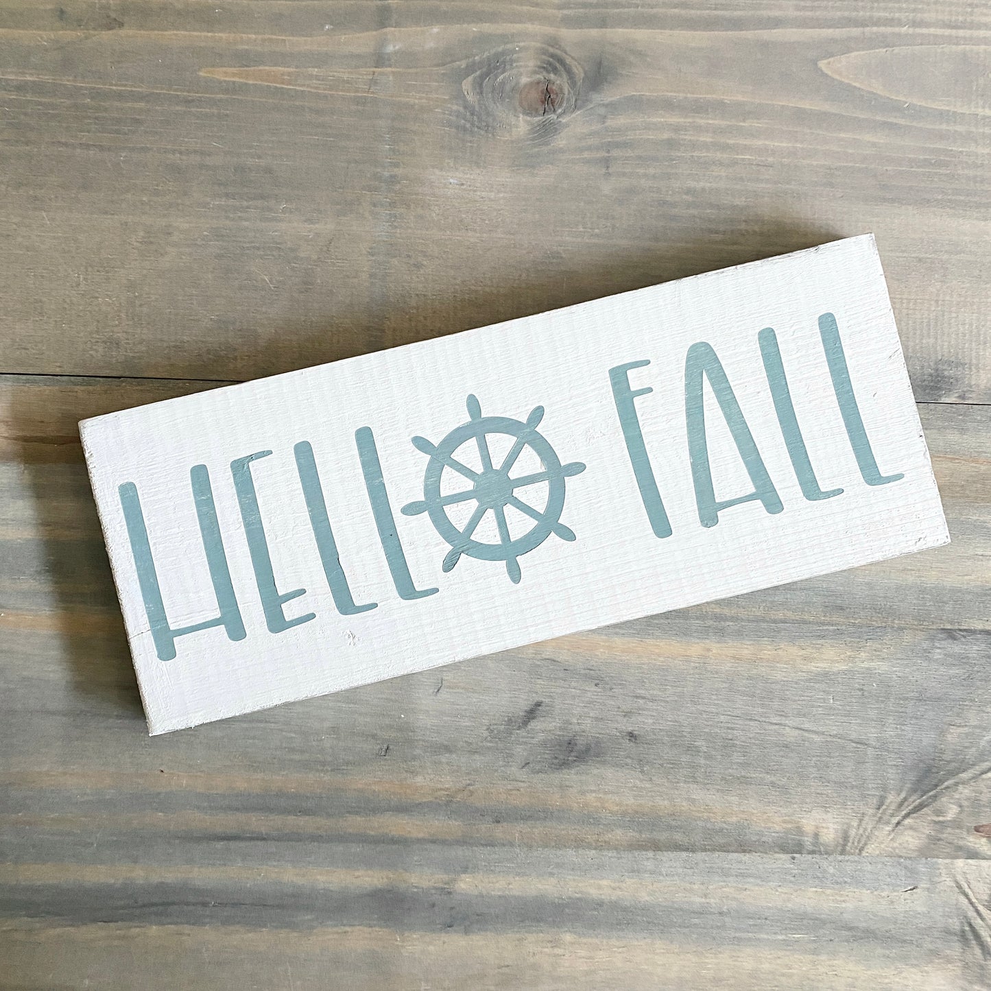 Hello Fall Ship Wheel Sign