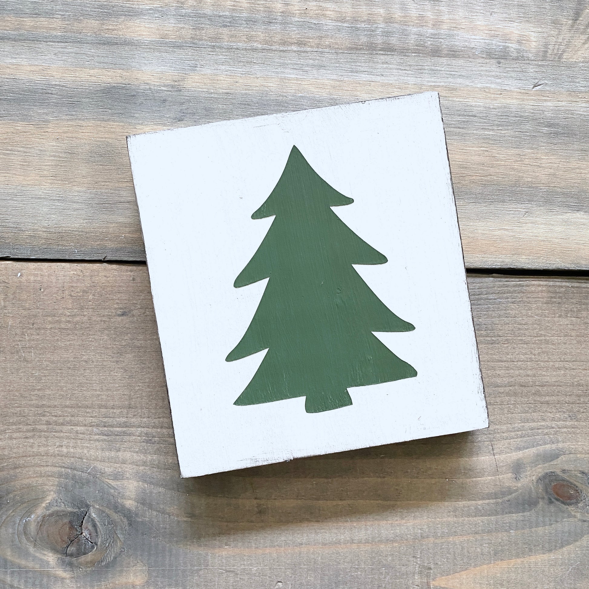 Christmas tree sign in dark green, holiday decor modern cottage farmhouse vintage store boutique wholesale decor