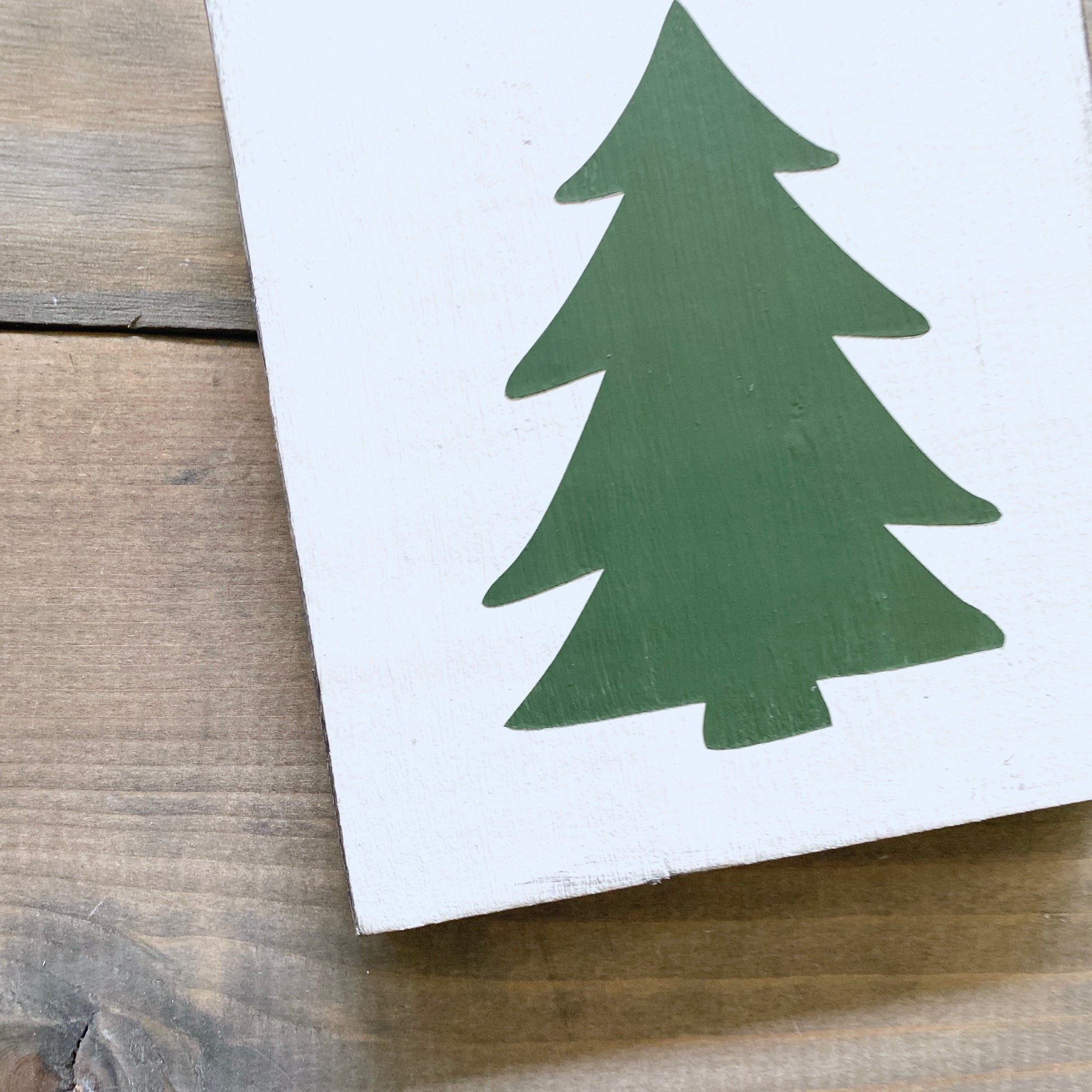 Christmas tree sign in dark green, holiday decor modern cottage farmhouse vintage store boutique wholesale decor