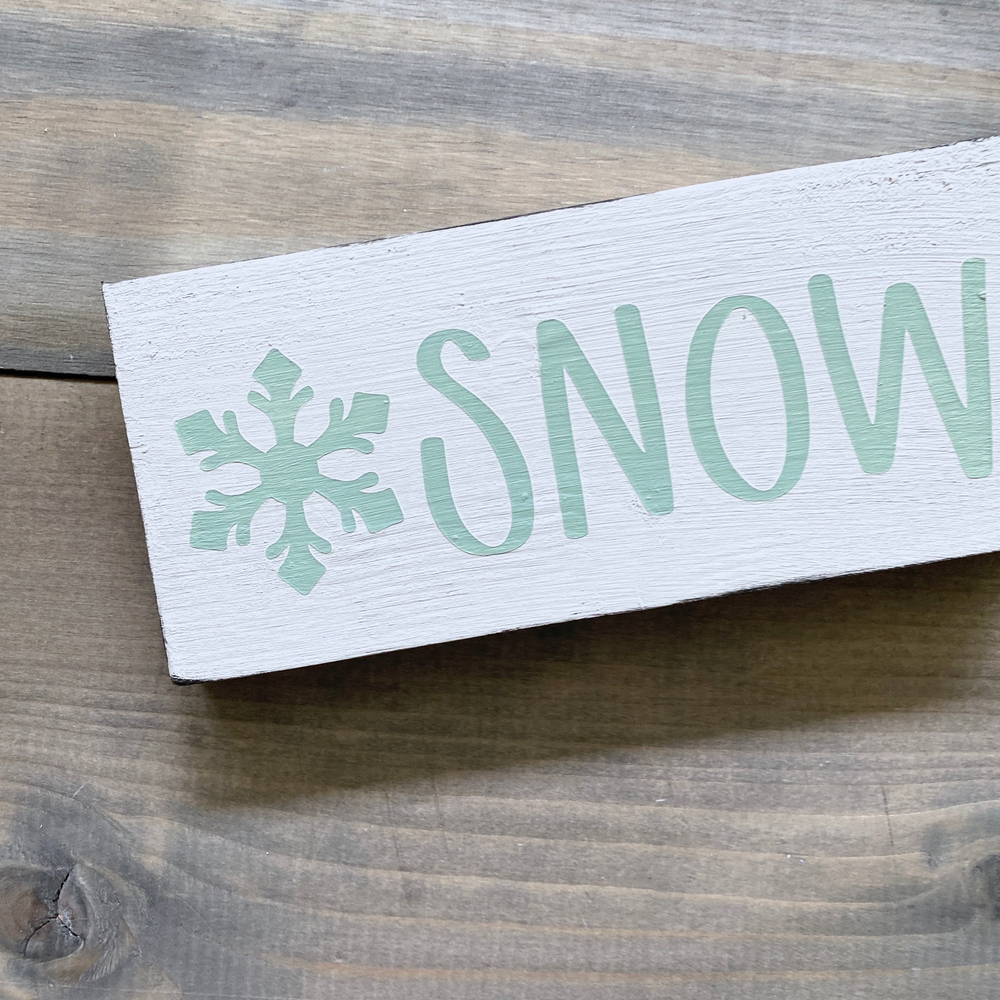 Snow with snowflake sign in mint, holiday decor modern cottage farmhouse vintage store boutique wholesale decor