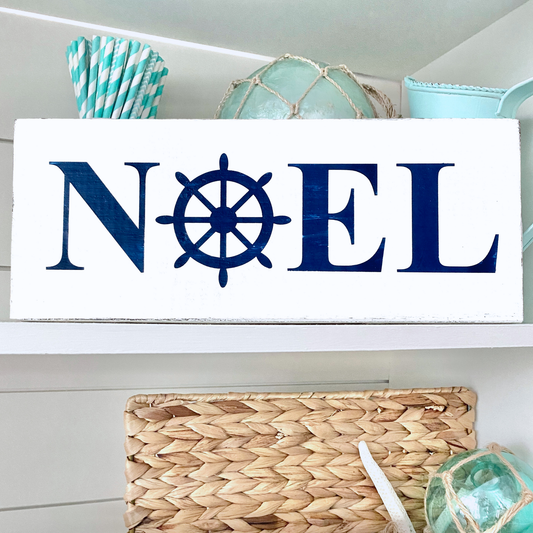 Noel Ship Wheel Sign