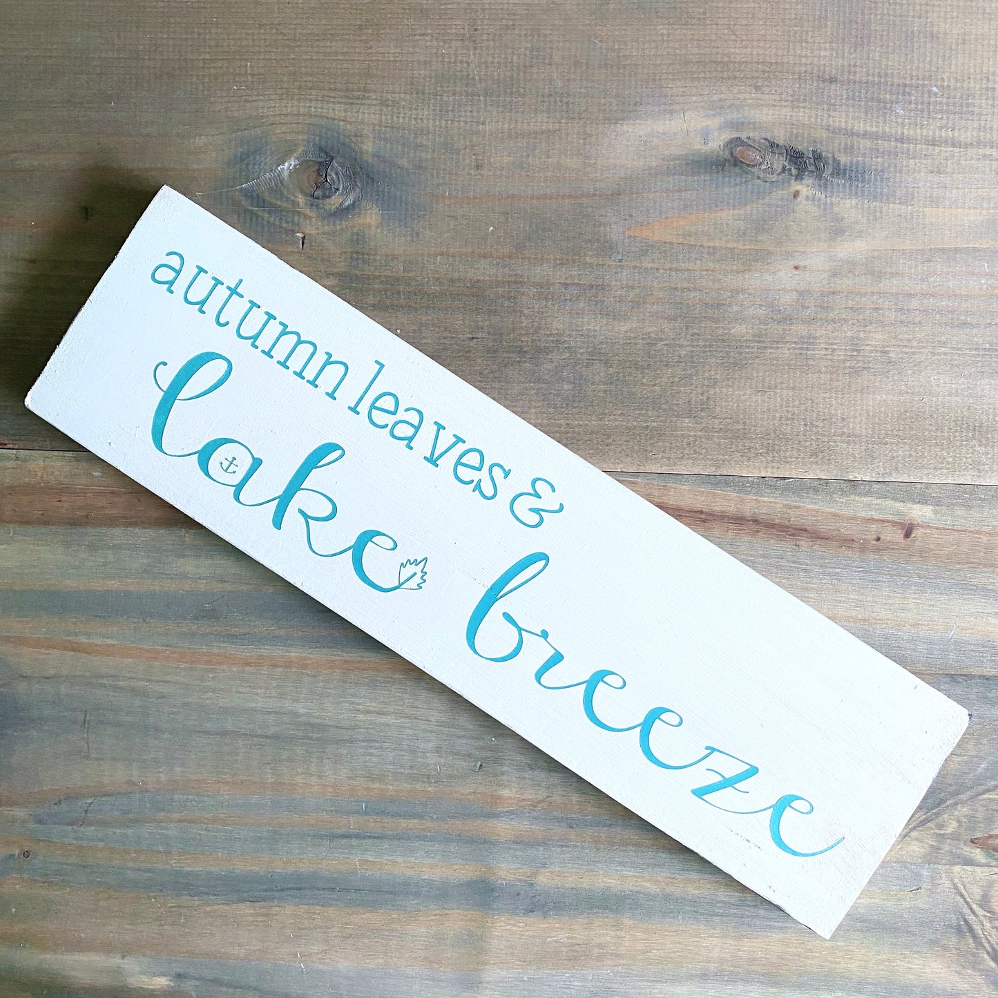 Autumn Leaves Lake Breeze Sign