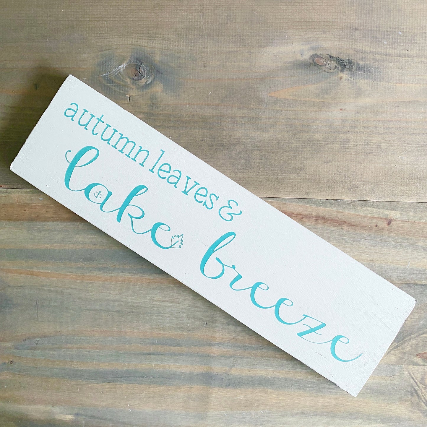 Autumn Leaves Lake Breeze Sign