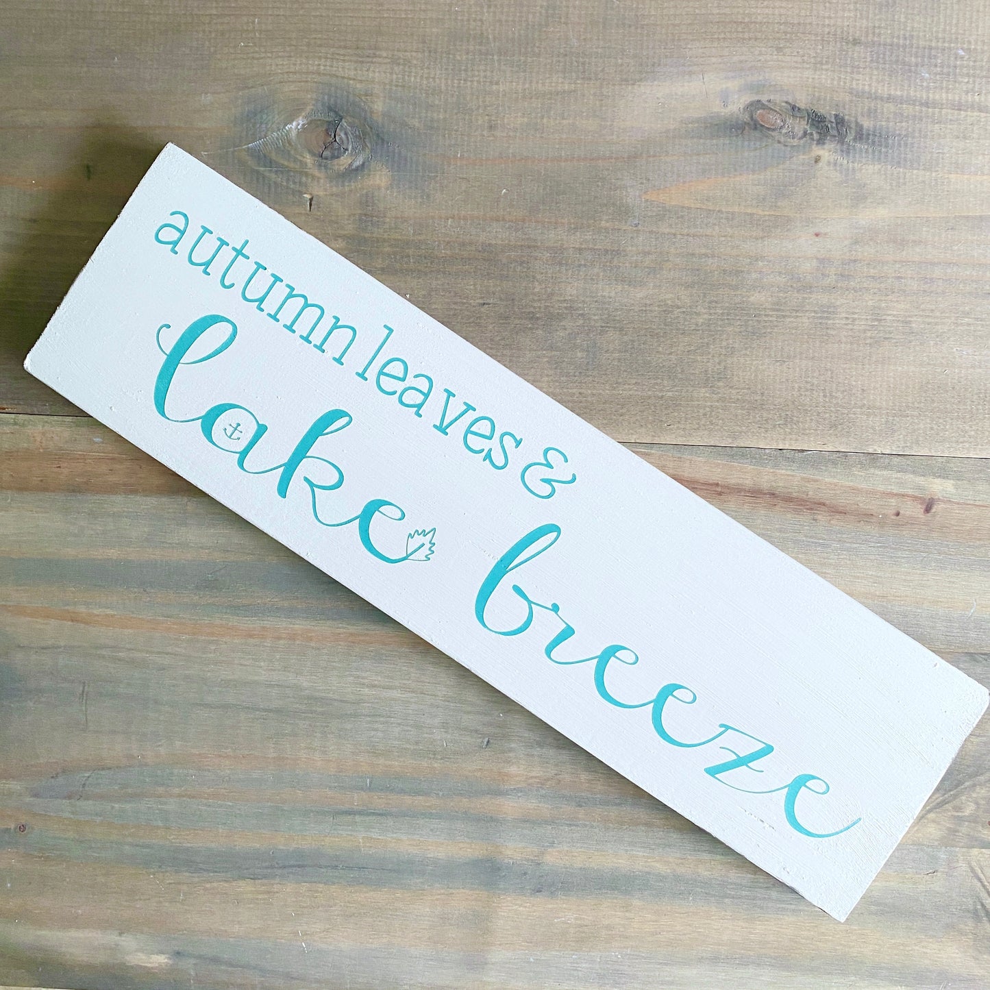 Autumn Leaves Lake Breeze Sign