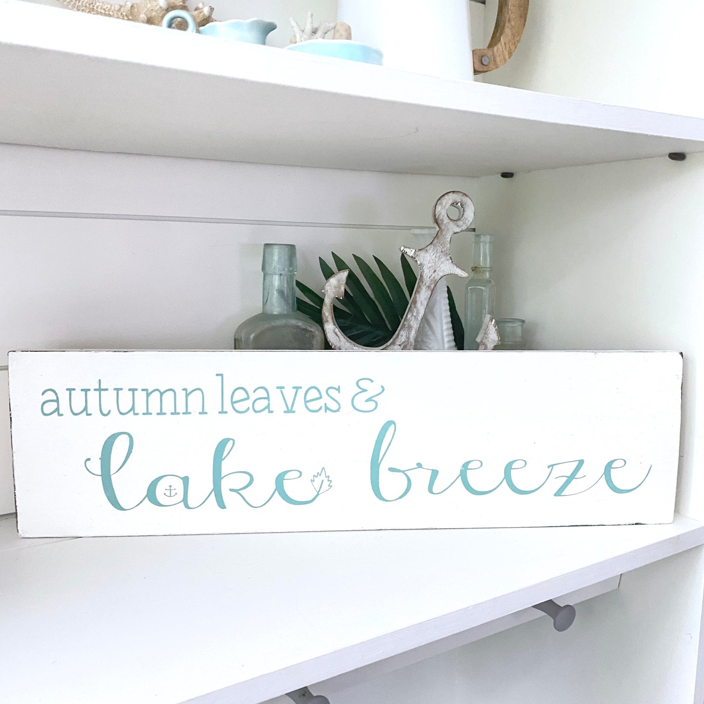 Autumn Leaves Lake Breeze Sign